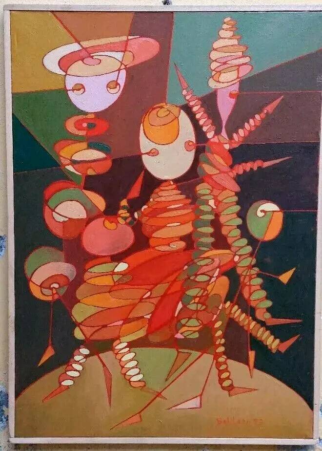 Abstract oil painting on canvas franco balleri 1993 oil on canvas