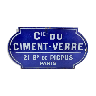 Cie du ciment verre 21 bd de picpus paris plate emaillee 1920