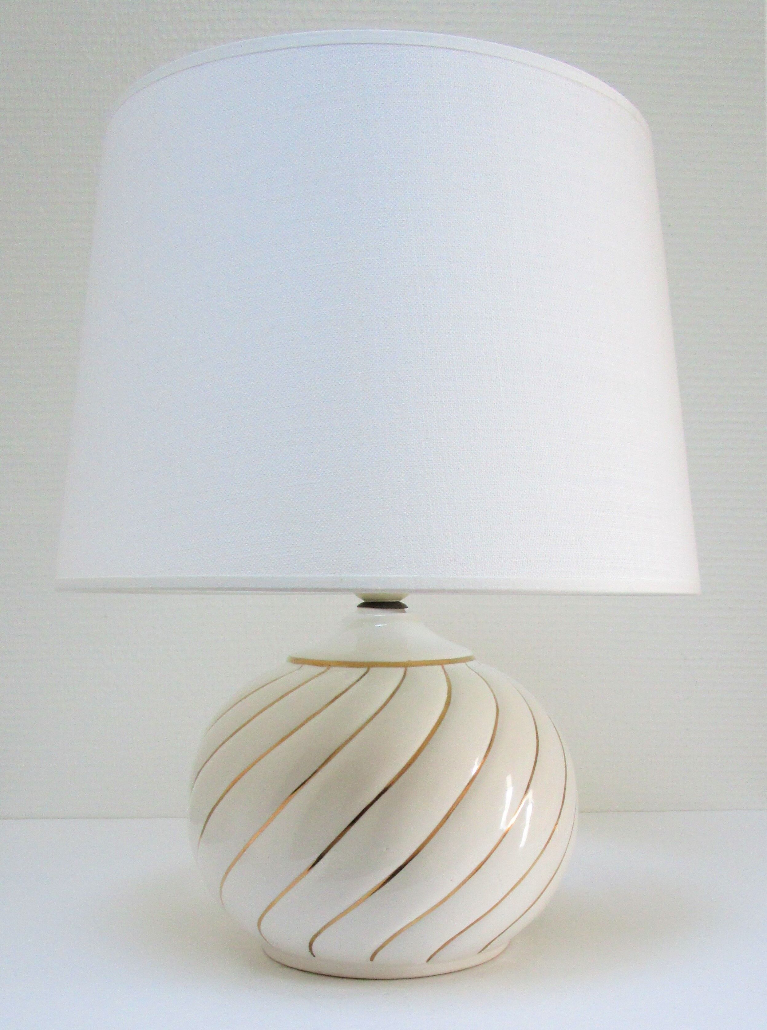 Ceramic lamp foot white and gold Italian design 80s