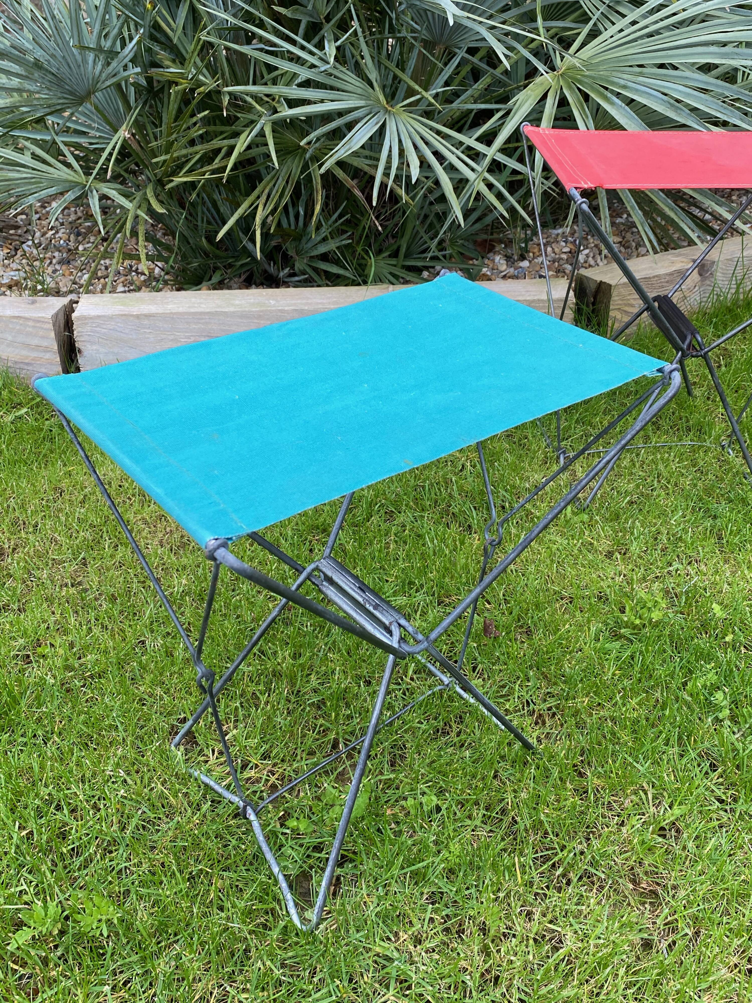 Blue folding stool 60s