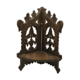 Ancienne étagère à poser angle pliable en bois sculpté 1900
