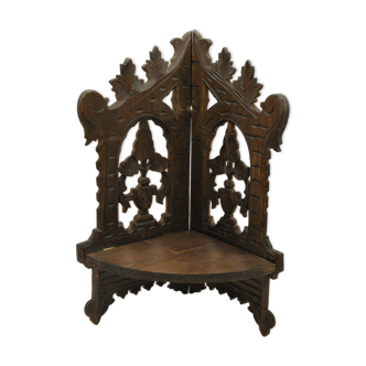 Old shelf to lay foldable angle in carved wood 1900