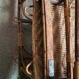 Old long chair rattan wicker garden armchair