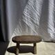 Small stool or small oval side table in solid teak wabi-sabi H24 53