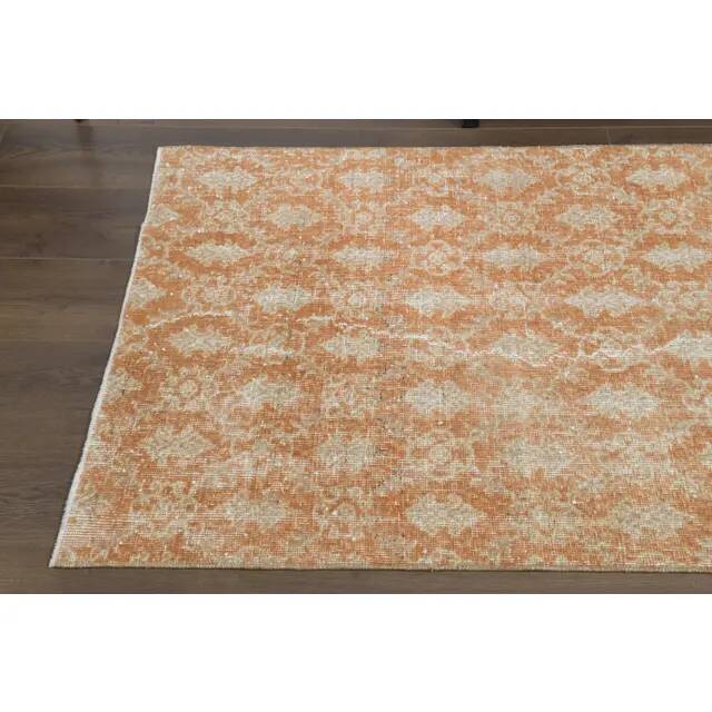 1970s vintage Turkish hand-knotted wool cotton orange runner rug 92x205