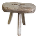 Tabouret tripode brutaliste en bois massif - mid. XXeme