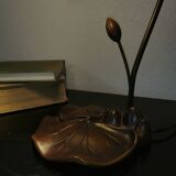 Water lily lamp in brass and glass paste, art nouveau style.