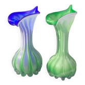 Paire de vases Murano Jack in the Pulpit en verre soufflé ca.1970