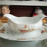 Gravy boat +2 Porcelain Raviers Limoges Lafarge / Floral Country Decor