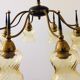 Atomic Age Design Brass and Glass Chandelier, 1950s