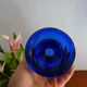 Pair of cobalt blue molded glass candle holders