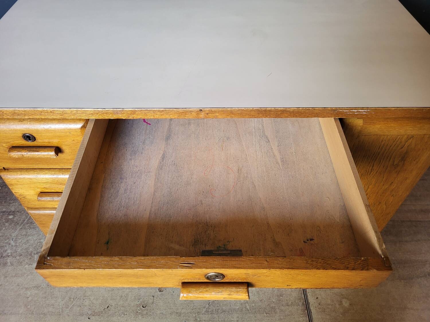 Vintage schoolmaster desk from the 1950s