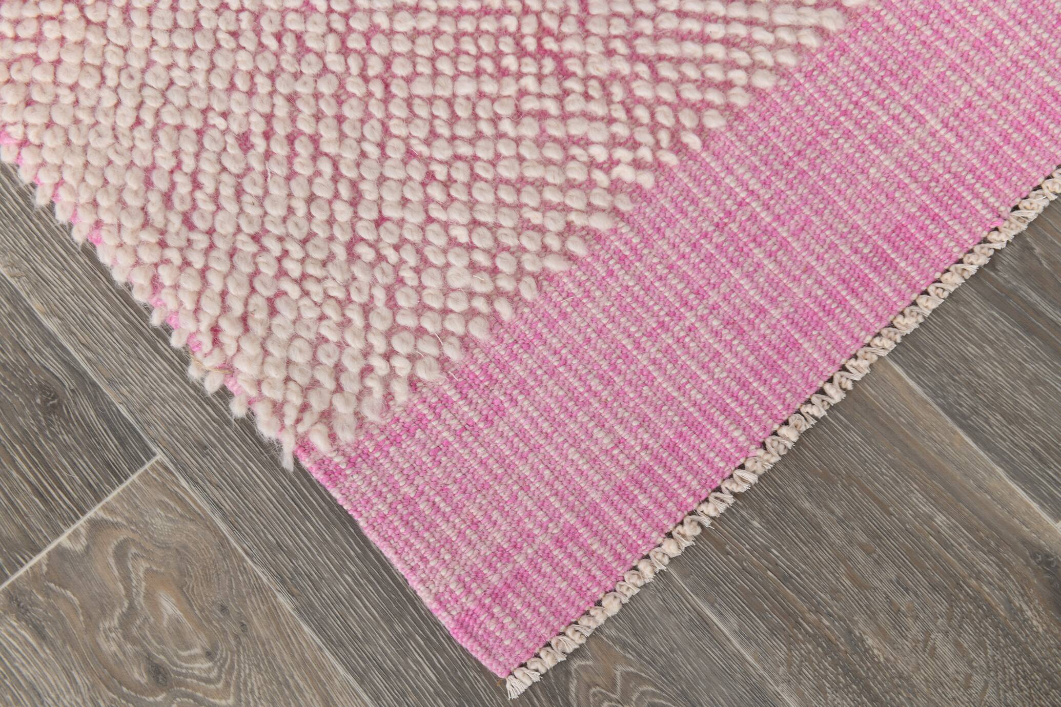 4x7 Shades Of Pink & Beige Handmade Wool Vintage Rug, 129x220Cm SK 34944