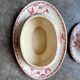 Sauceboat with lid Gien in pink ironstone, "Christmas Roses" service.