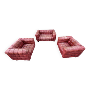 Ensemble de canapés, cuir rouge