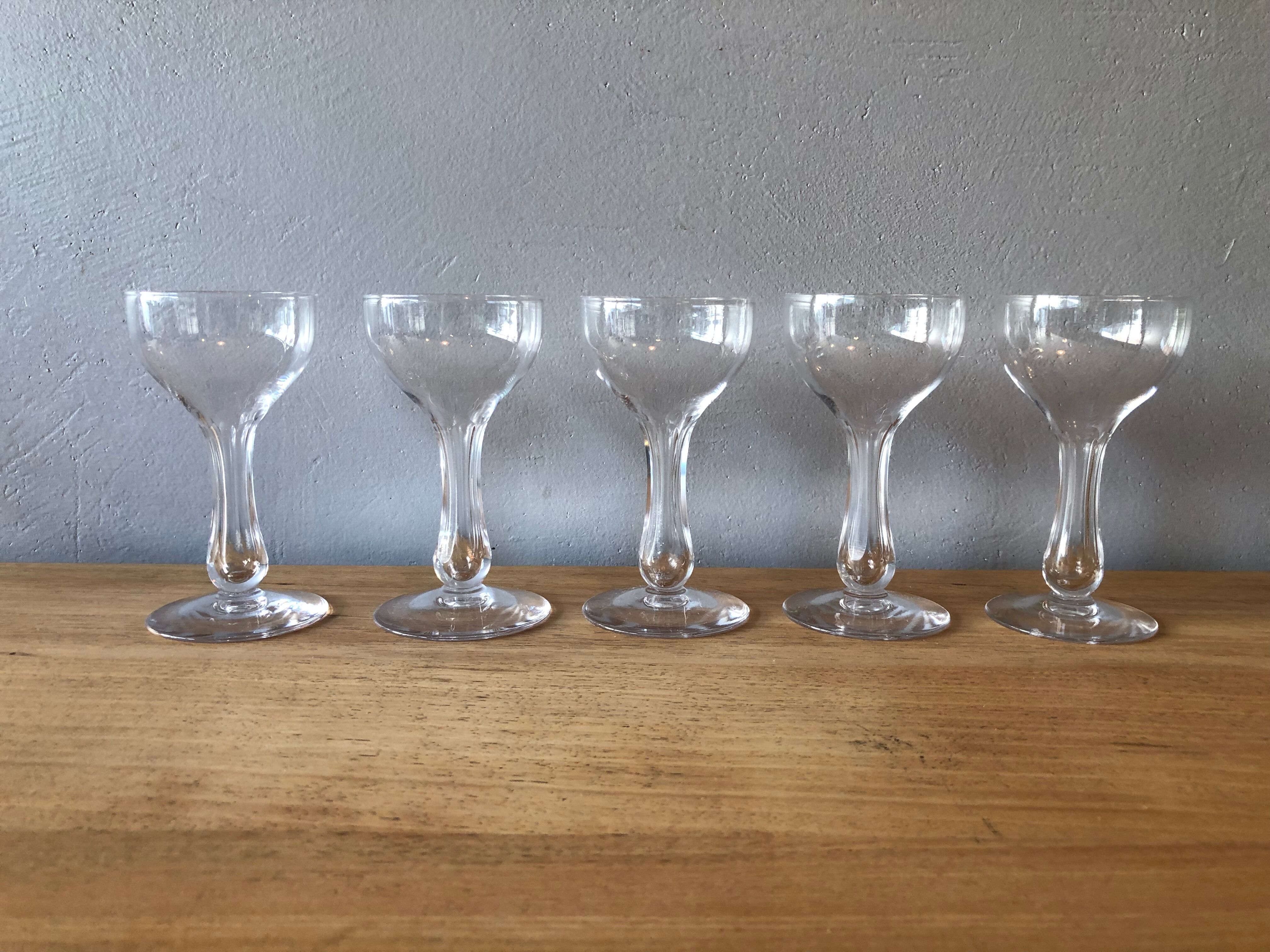 5 champagne flutes in Portieux crystal