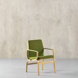 Bentwood chair in green upholstery Bill Stephens style, Denmark, 1970s