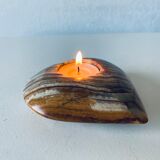 Heart candle holder in onyx