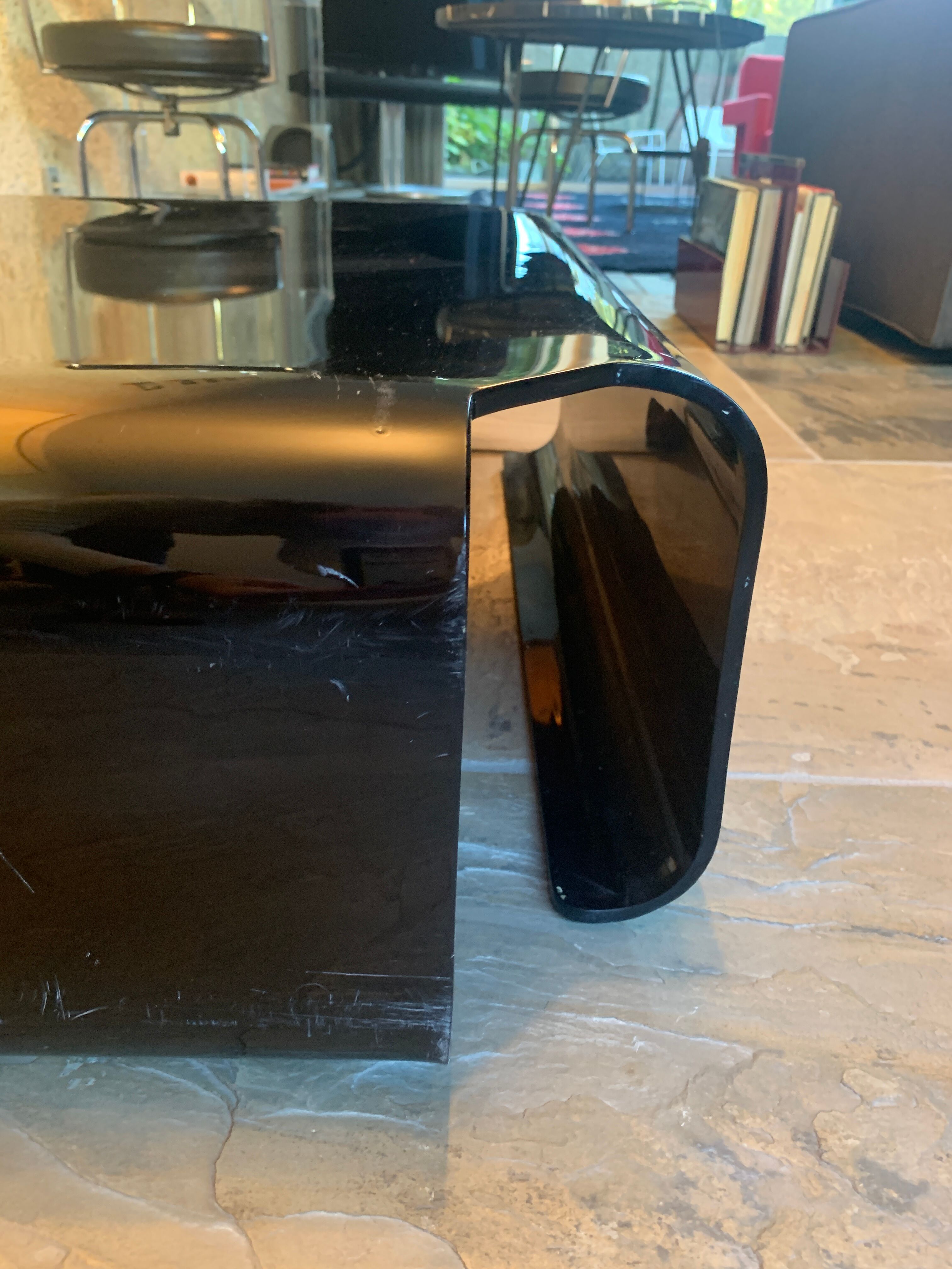 Smoked plexiglass coffee table Michel Dumas 70s