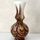 Murano glass vase, white and brown opaline with a swirl pattern from the 1970s.
