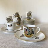 Tasses à café fleuries en porcelaine de Limoges