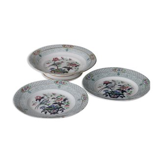 Creil Montereau nineteenth TBE plate and dish, similar décor Minton Cuckoo