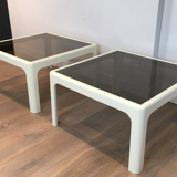Pair of white lacquered fiberglass sofa ends