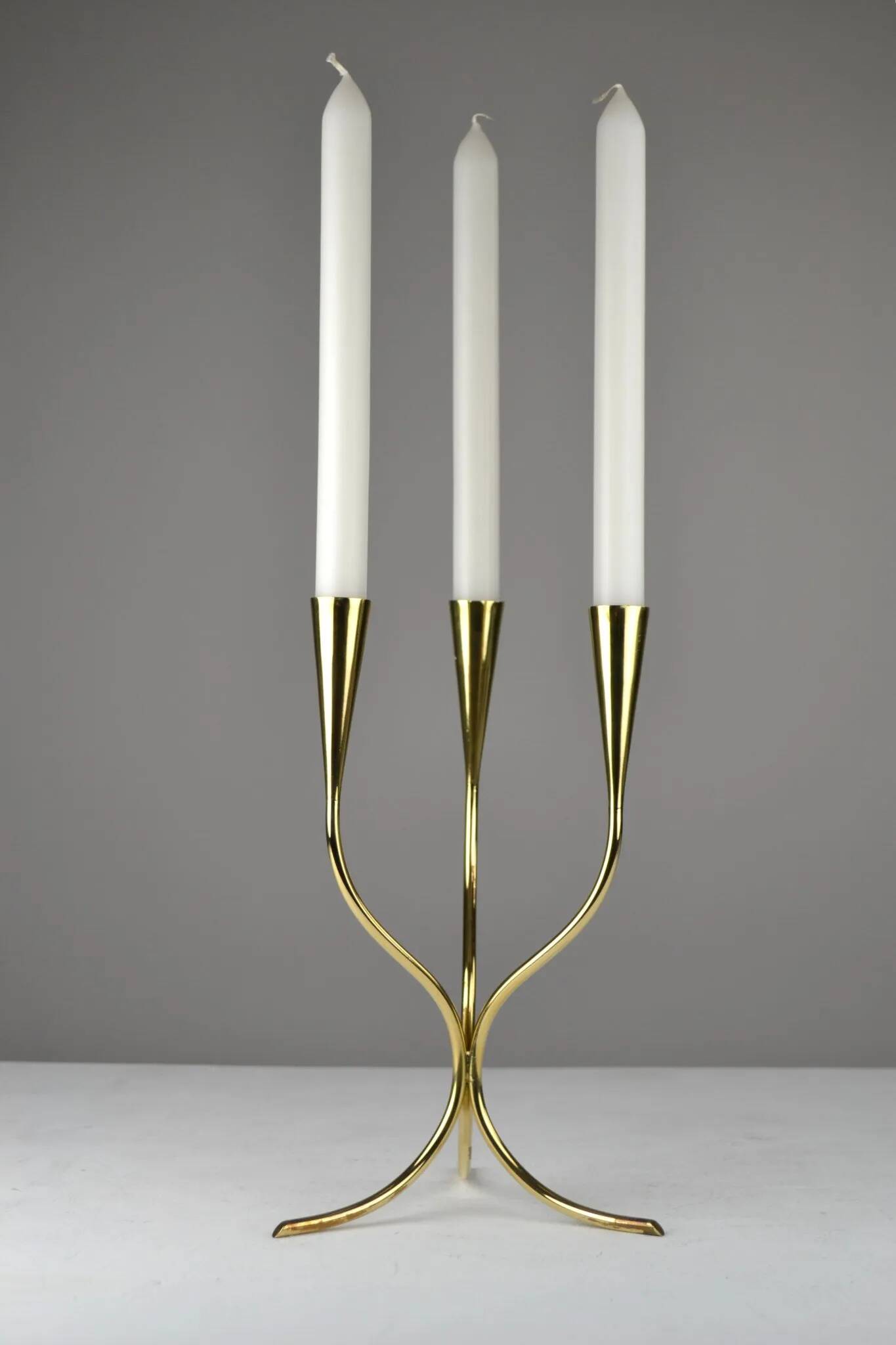 Polished Brass Candelabra by Gunnar Ander for Ystad-Metall, Sweden 1960s