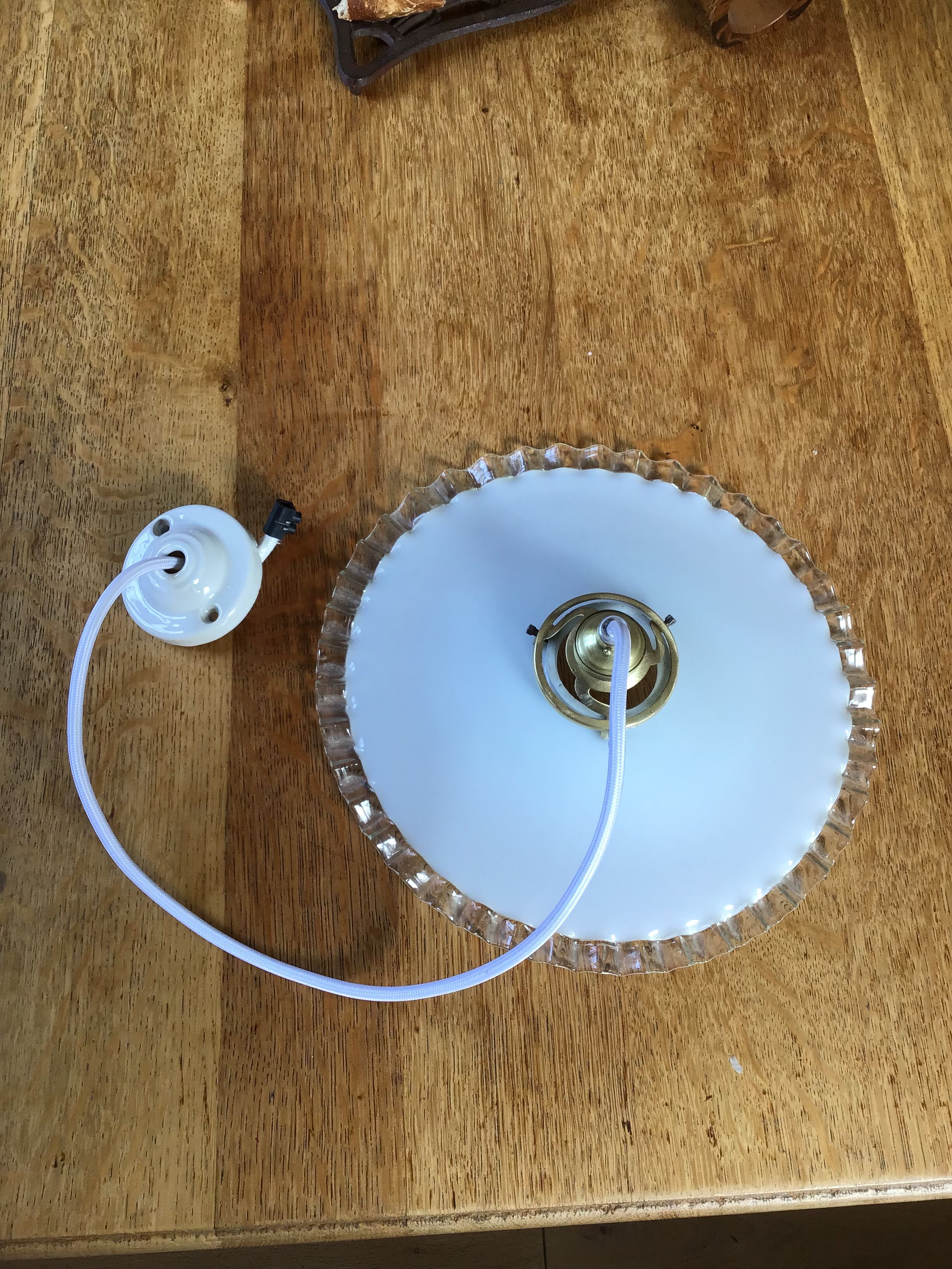 Vintage white opaline pendant lamp