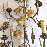 Pair of sconces flor'art leaves and bunches of grapes 60s