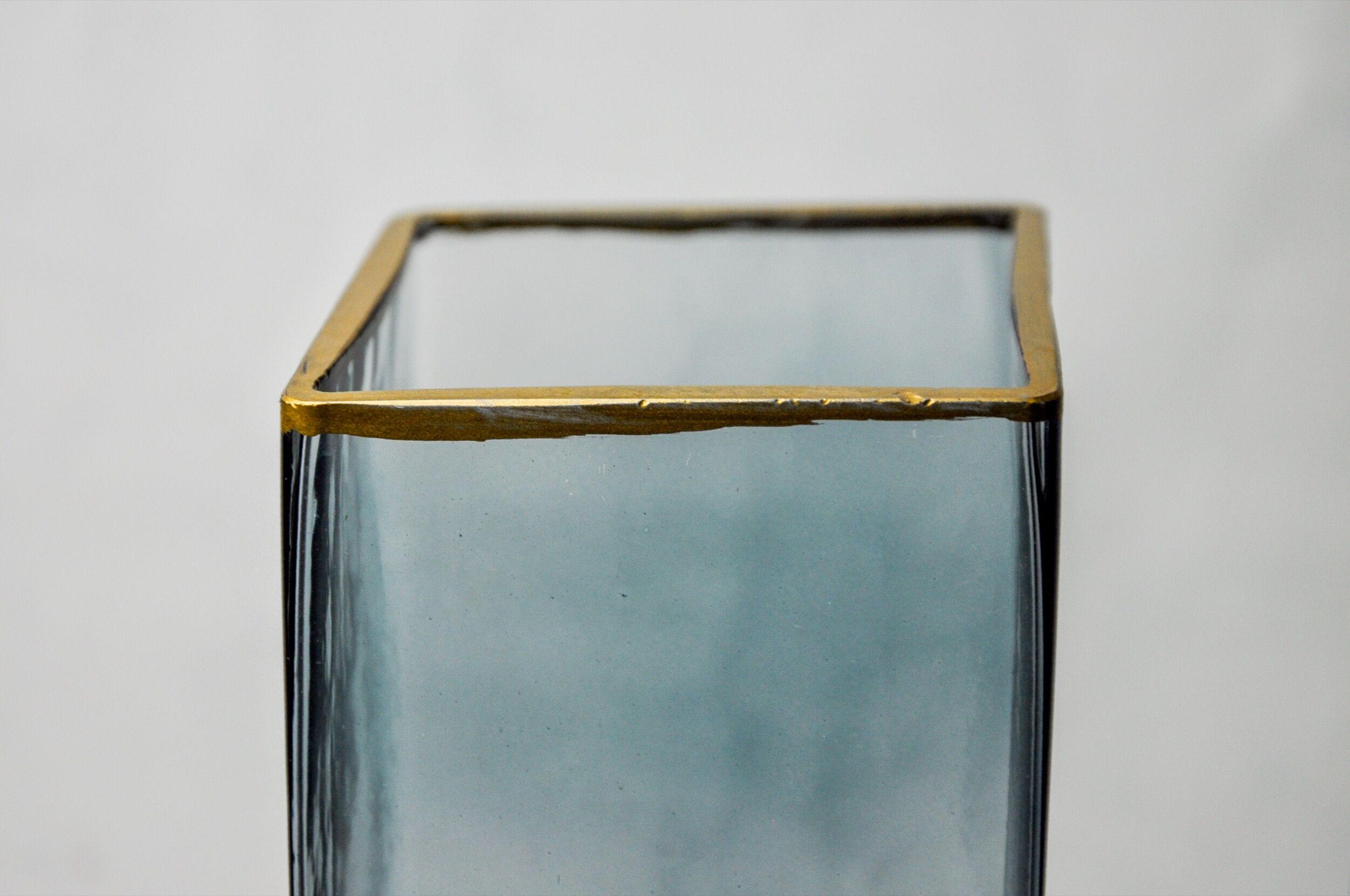 Sommerso vase by Petr hora, blue glass, golden edges, Czech Republic, 1970