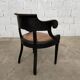 Fauteuil Louis Philippe en bois noir et cuir cognac