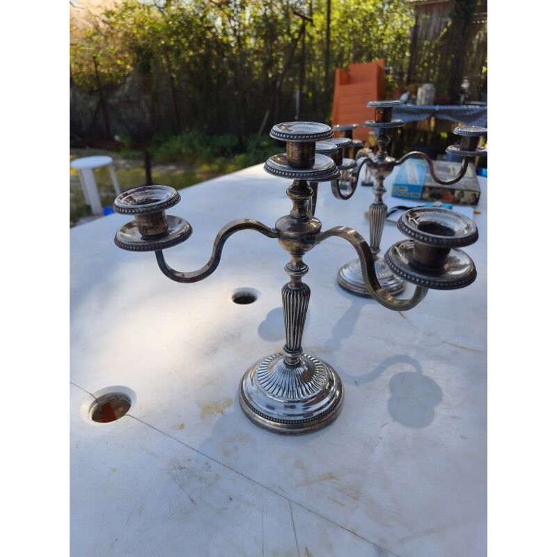 Pair of silver-plated candelabra