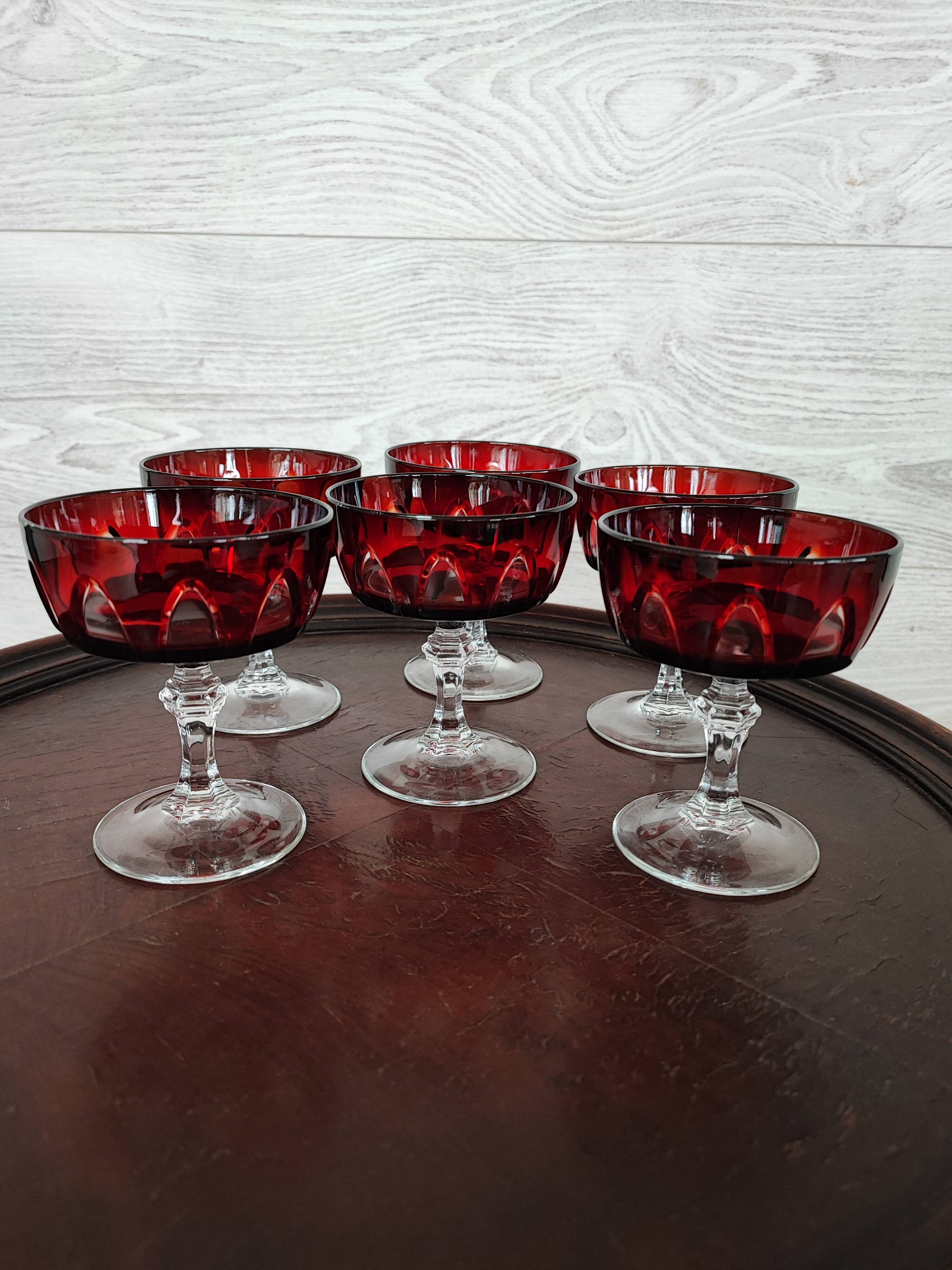 Old crystal glasses on foot champagne glass,