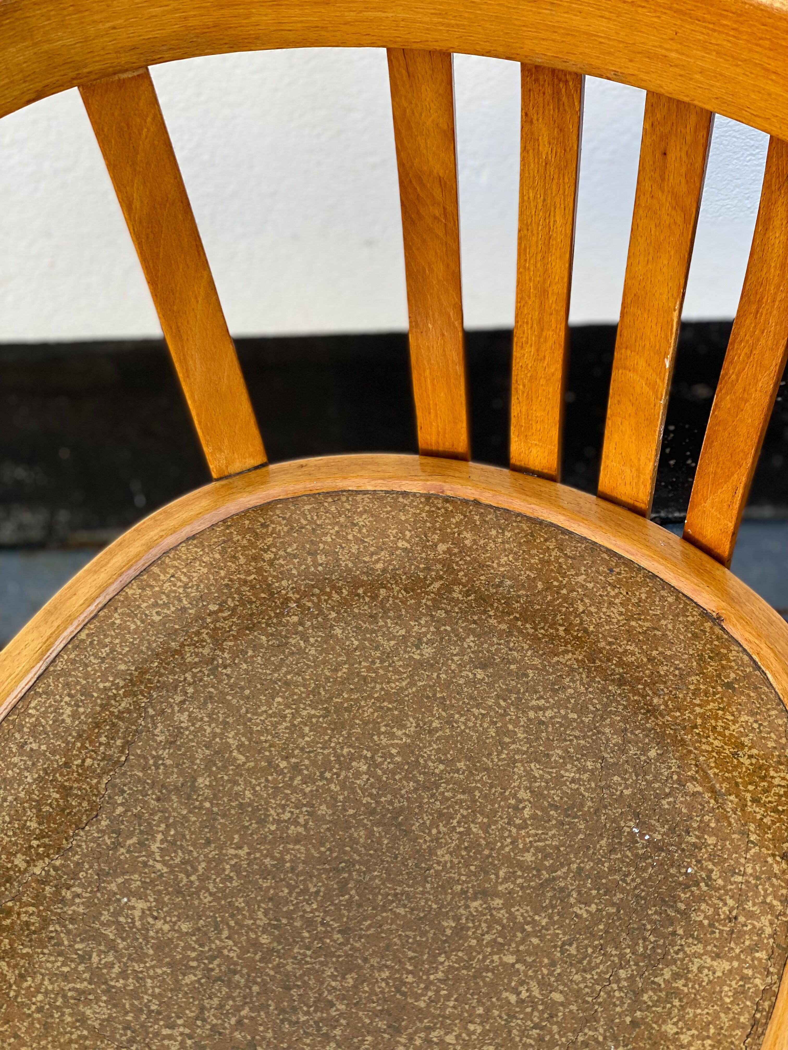 Bentwood and Pine Slat Arm Chair