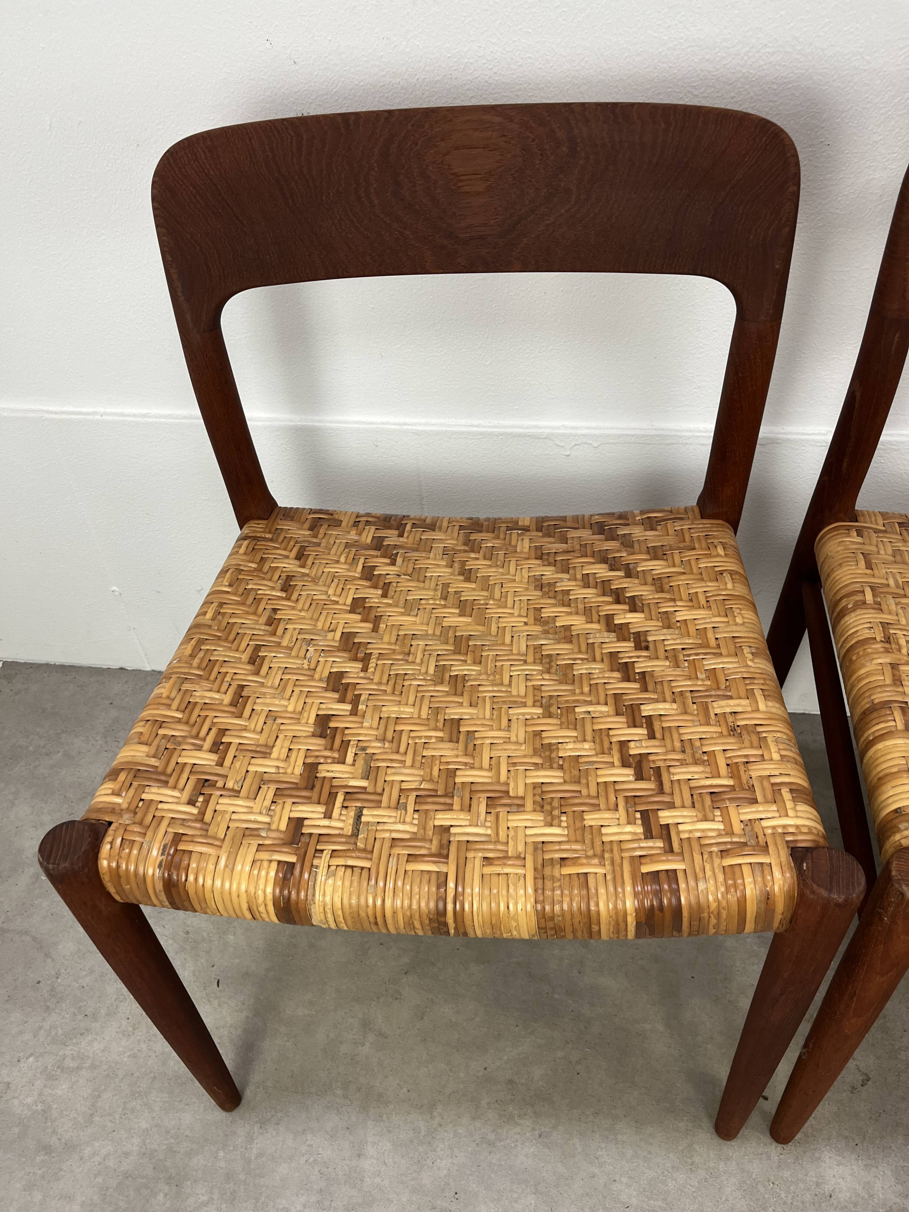 4 chairs 75 by Niels Otto Moller, Scandinavian design, teak