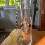 Blown crystal pitcher or carafe with floral motif and engraving