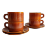 Set de 4 tasses et sous tasses opaline arcopal volcan marron