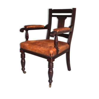 Mahogany Leather Empire Desk Chair 1900s USA