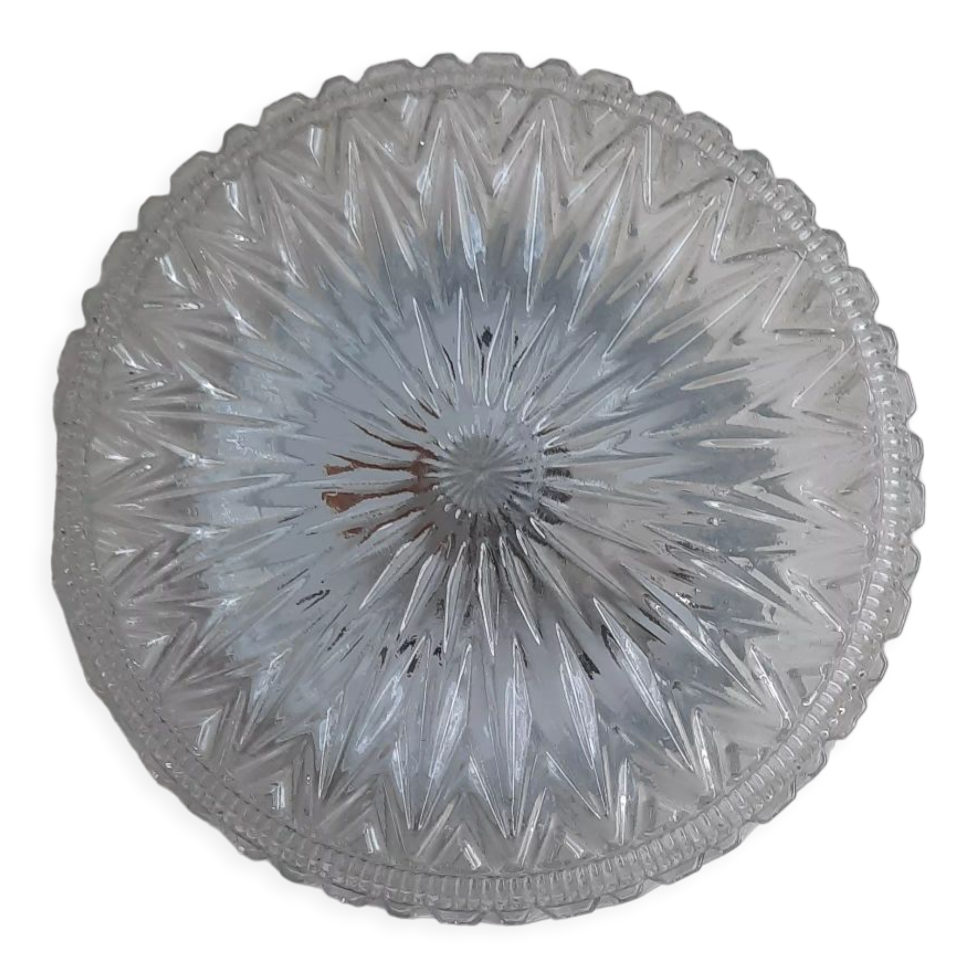 Round ceiling lamp chiseled glass shape sun