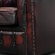 Cowhide leather English chesterfield armchair on wheels
