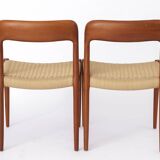 Lot de 6 chaises de salle à manger Niels Otto Moller modèle 75, années 1950 – Restaurées, teck