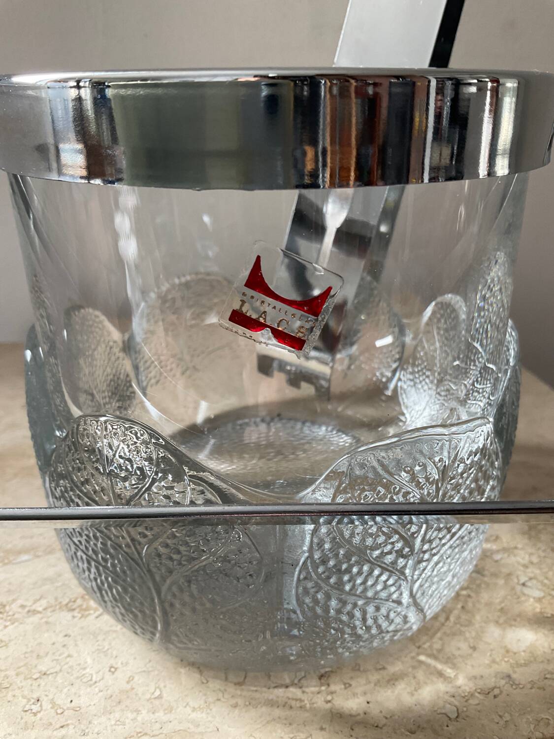 Crystal ice bucket from Lacs Italy 1970s