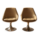 Pair of Beige Swivel Chairs with Chrome Pedestal Bases, France, 1970s, 82 × 55 × 45 cm