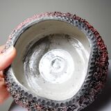 Vintage 2000s red and grey handmade raku jewellery box