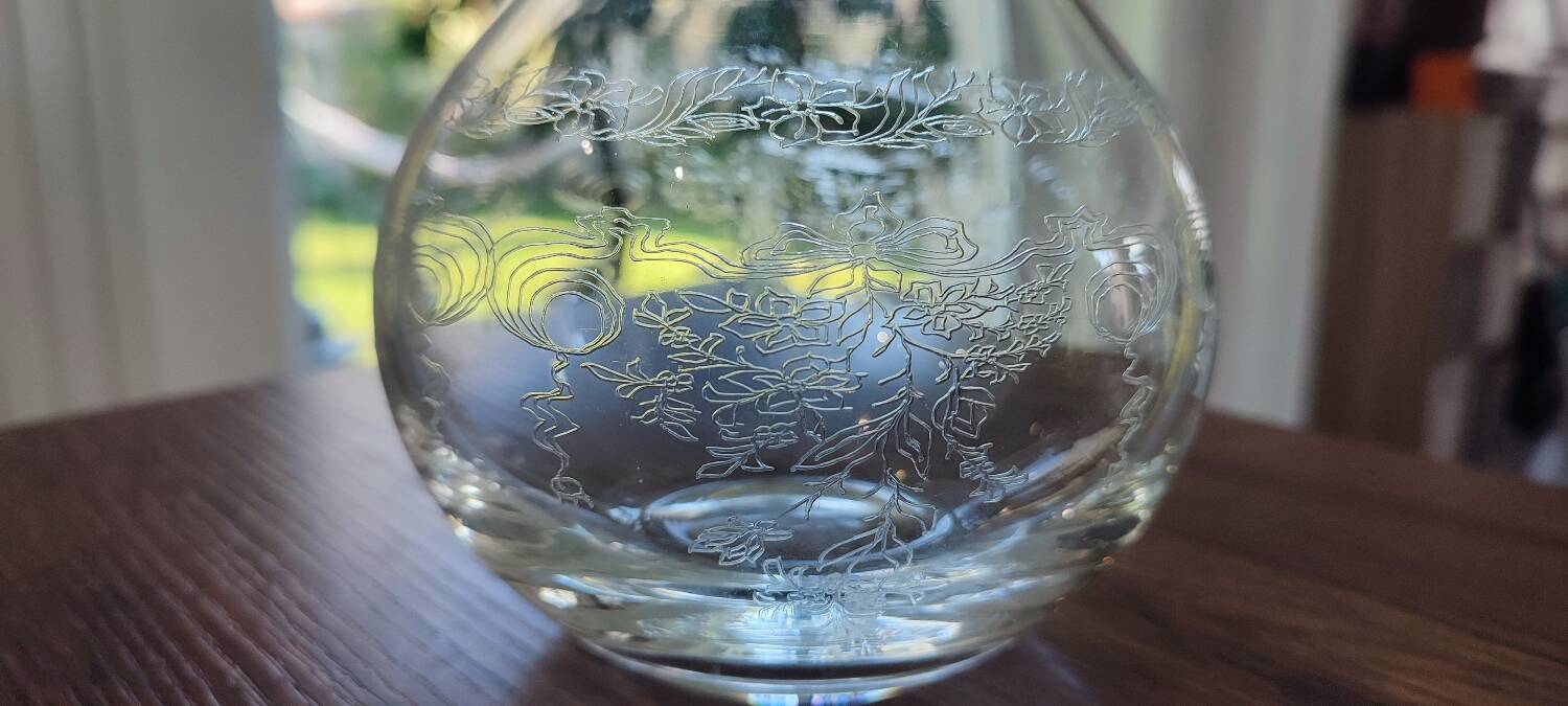 Vintage silkscreened glass carafes