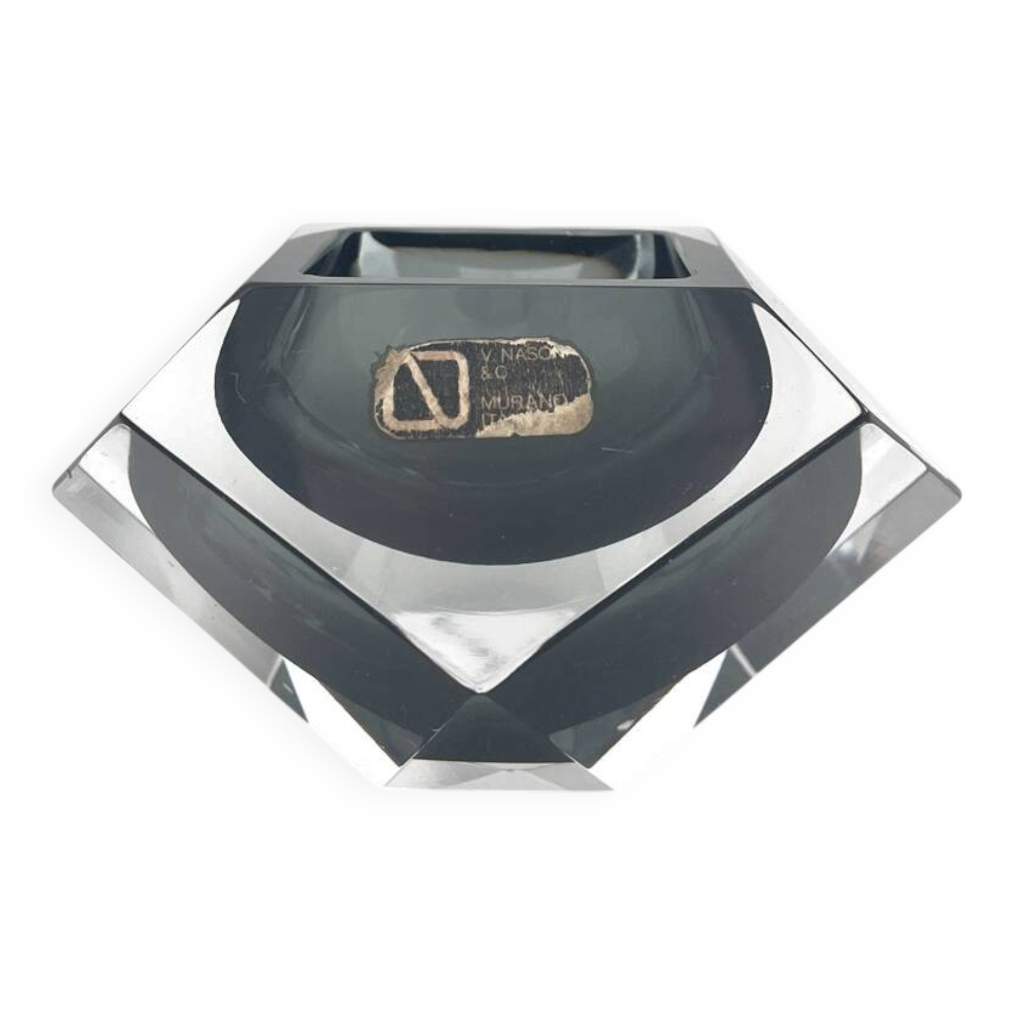 Murano Bowl V. Nason & C. Geometric Smoke 15cm 1.17kg