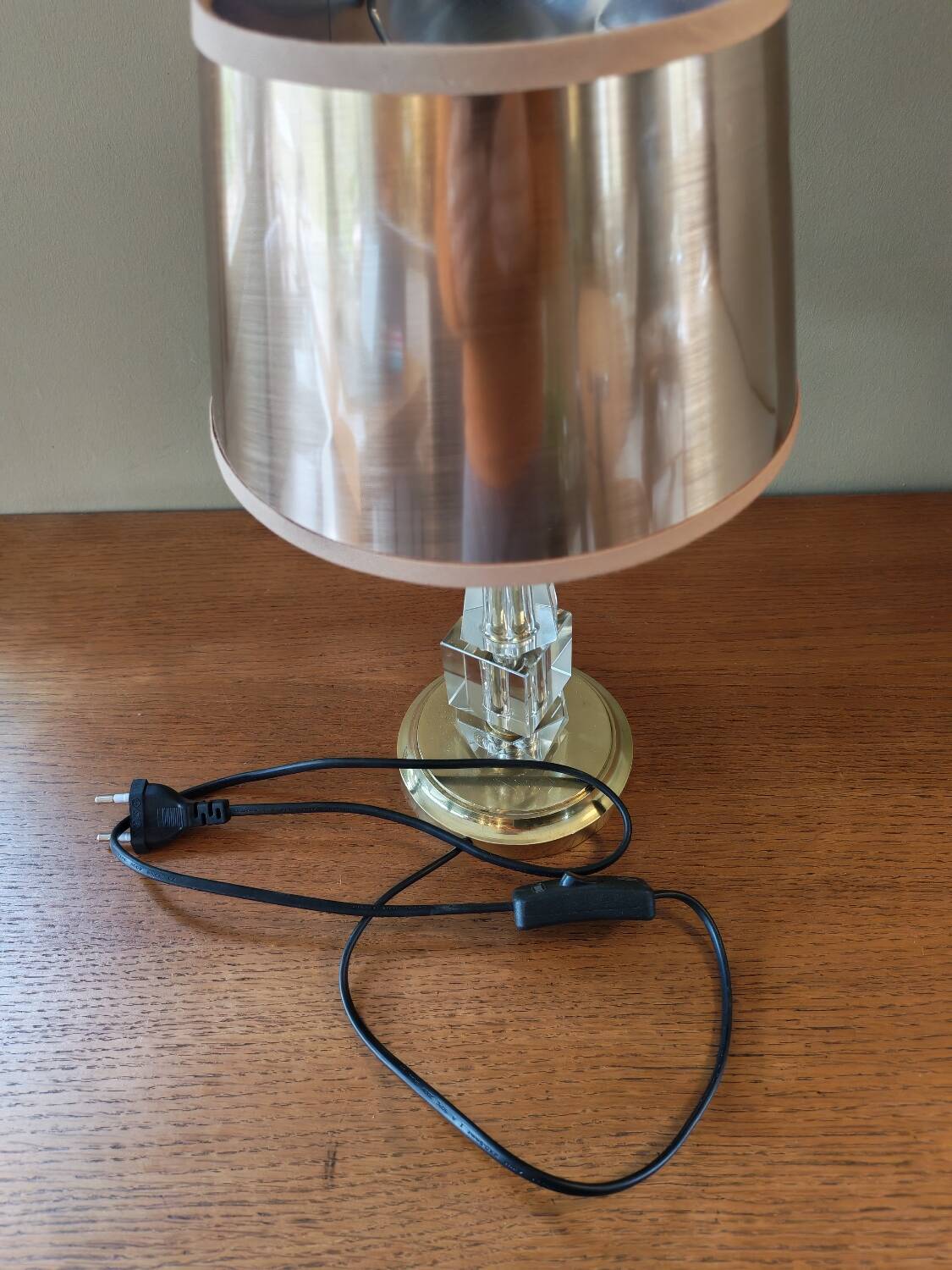Adnet Art Deco style lamp, glass and brass
