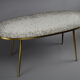 Brass Mid century Oval Coffee Table with Grey Glass Mosaic and Gold Highlights