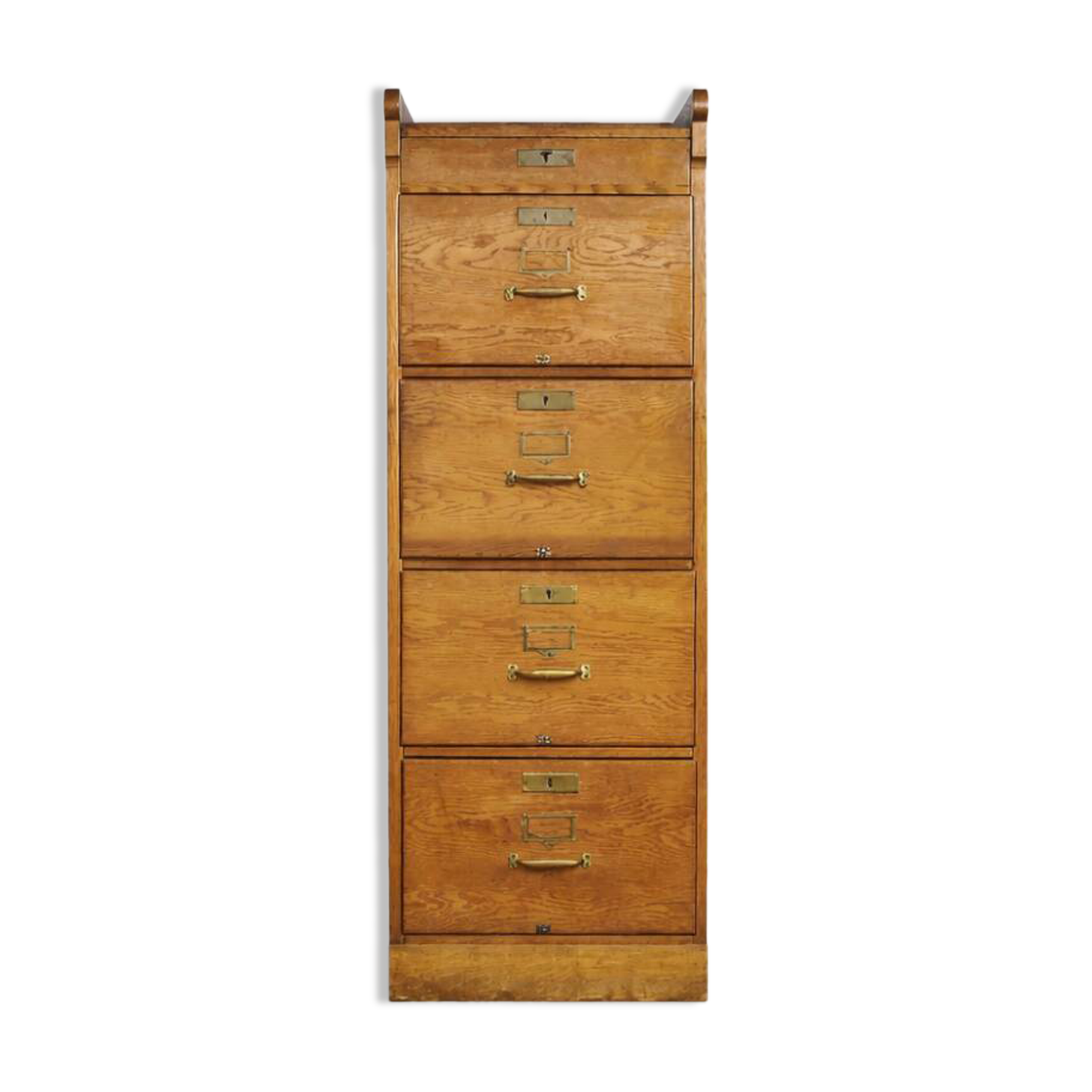 Vintage Industrial English Oak Filing Cabinet with Drawers, 1920s